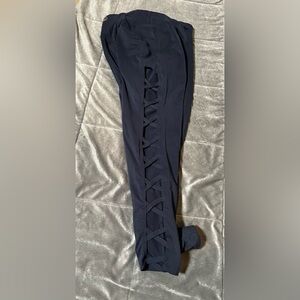 Black Leggings with Crisscross Detail